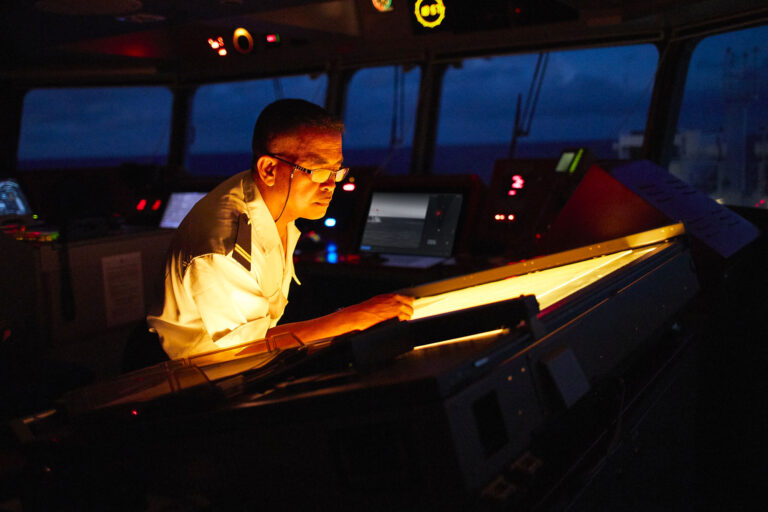 Crew member on the controlling station