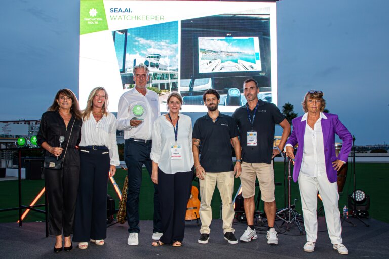 SEA.AI Team receiving the Innovation Route Award 2025 at Cannes Festival Yachting 2025