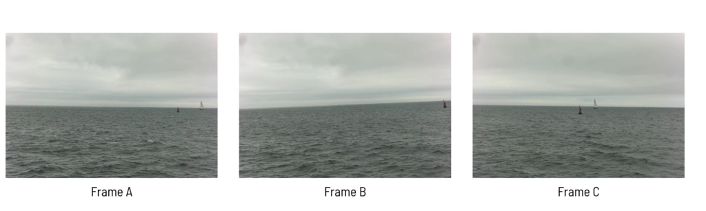 Image Frames to explain motion compensation on maritime cameras